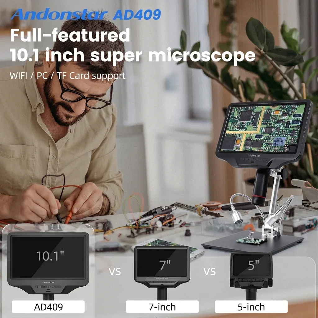 Side-by-side comparison of optical zoom versus digital zoom on a digital microscope display